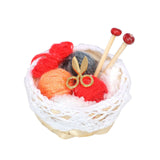 Maxbell 1/12 Dollhouse Woolen Yarn in Basket Miniature for Dollhouse Decor Ornaments red