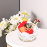 Maxbell 1/12 Dollhouse Woolen Yarn in Basket Miniature for Dollhouse Decor Ornaments red