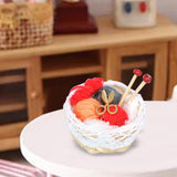 Maxbell 1/12 Dollhouse Woolen Yarn in Basket Miniature for Dollhouse Decor Ornaments red