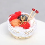 Maxbell 1/12 Dollhouse Woolen Yarn in Basket Miniature for Dollhouse Decor Ornaments red