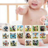 Maxbell 8Pcs Wooden Puzzle Cartoon Montessori Baby Puzzles Nursery Kindergarten Dinosaur