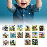 Maxbell 8Pcs Wooden Puzzle Cartoon Montessori Baby Puzzles Nursery Kindergarten Dinosaur