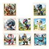 Maxbell 8Pcs Wooden Puzzle Cartoon Montessori Baby Puzzles Nursery Kindergarten Dinosaur