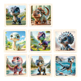 Maxbell 8Pcs Wooden Puzzle Cartoon Montessori Baby Puzzles Nursery Kindergarten Dinosaur