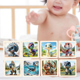 Maxbell 8Pcs Wooden Puzzle Cartoon Montessori Baby Puzzles Nursery Kindergarten Dinosaur