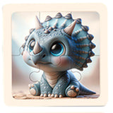 Maxbell 8Pcs Wooden Puzzle Cartoon Montessori Baby Puzzles Nursery Kindergarten Dinosaur