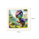 Maxbell 8Pcs Wooden Puzzle Cartoon Montessori Baby Puzzles Nursery Kindergarten Dinosaur