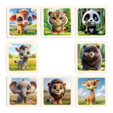 Maxbell 8Pcs Wooden Puzzle Cartoon Montessori Baby Puzzles Nursery Kindergarten forest animal