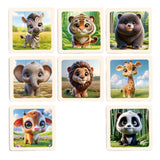Maxbell 8Pcs Wooden Puzzle Cartoon Montessori Baby Puzzles Nursery Kindergarten forest animal