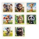 Maxbell 8Pcs Wooden Puzzle Cartoon Montessori Baby Puzzles Nursery Kindergarten forest animal