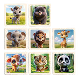 Maxbell 8Pcs Wooden Puzzle Cartoon Montessori Baby Puzzles Nursery Kindergarten forest animal