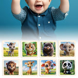 Maxbell 8Pcs Wooden Puzzle Cartoon Montessori Baby Puzzles Nursery Kindergarten forest animal