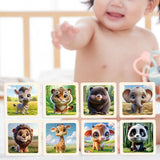Maxbell 8Pcs Wooden Puzzle Cartoon Montessori Baby Puzzles Nursery Kindergarten forest animal