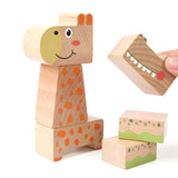Maxbell Animal Stacking Building Blocks Cute Wooden Animals Stacking Blocks for Kids
