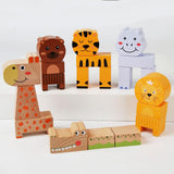 Maxbell Animal Stacking Building Blocks Cute Wooden Animals Stacking Blocks for Kids
