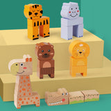 Maxbell Animal Stacking Building Blocks Cute Wooden Animals Stacking Blocks for Kids