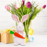 Maxbell Easter Bunny Doll 11x23cm Desktop Decor Plush Toy for Kitchen Home Farmhouse holding carrot