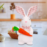 Maxbell Easter Bunny Doll 11x23cm Desktop Decor Plush Toy for Kitchen Home Farmhouse holding carrot