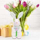 Maxbell Easter Bunny Doll 11x23cm Desktop Decor Plush Toy for Kitchen Home Farmhouse holding flower