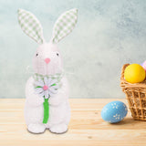 Maxbell Easter Bunny Doll 11x23cm Desktop Decor Plush Toy for Kitchen Home Farmhouse holding flower