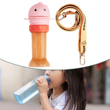 Maxbell No Spilling Water Bottle Caps with Straw Straw Cover Bottle Cap for Car Infants Pink With Strap
