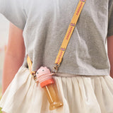 Maxbell No Spilling Water Bottle Caps with Straw Straw Cover Bottle Cap for Car Infants Pink With Strap