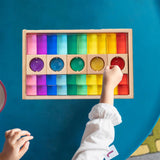 Maxbell Building Blocks Set for Kids Acrylic Cubes Stacking Game for Girls Kids Boys 35pcs