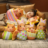 Maxbell Easter Bunny Throw Pillow Easter Decorative Pillows for Festive Gift Bedroom Pink 35cm