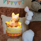 Maxbell Easter Bunny Throw Pillow Easter Decorative Pillows for Festive Gift Bedroom Yellow 35cm