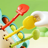 Maxbell Travel Pull String Activity Toy Pressing Teething Toy for Newborn Kids Gifts blue