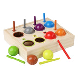 Maxbell Rainbow Ball Sorting Toy Montessori Wood Toy for Age 1-3 Year Old Children