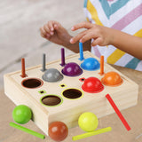 Maxbell Rainbow Ball Sorting Toy Montessori Wood Toy for Age 1-3 Year Old Children