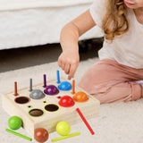Maxbell Rainbow Ball Sorting Toy Montessori Wood Toy for Age 1-3 Year Old Children