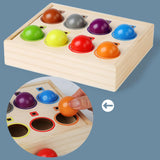 Maxbell Rainbow Ball Sorting Toy Montessori Wood Toy for Age 1-3 Year Old Children