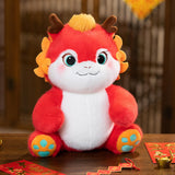 Maxbell 2024 New Year Dragon Stuffed Animal Doll Soft Cartoon for Bedroom Party Desk Red