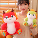 Maxbell 2024 New Year Dragon Stuffed Animal Doll Soft Cartoon for Bedroom Party Desk Red