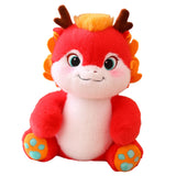 Maxbell 2024 New Year Dragon Stuffed Animal Doll Soft Cartoon for Bedroom Party Desk Red