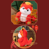 Maxbell 2024 New Year Dragon Stuffed Animal Doll Soft Cartoon for Bedroom Party Desk Red