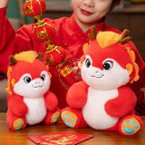 Maxbell 2024 New Year Dragon Stuffed Animal Doll Soft Cartoon for Bedroom Party Desk Red