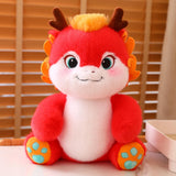 Maxbell 2024 New Year Dragon Stuffed Animal Doll Soft Cartoon for Bedroom Party Desk Red