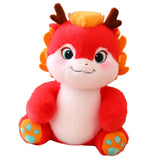 Maxbell 2024 New Year Dragon Stuffed Animal Doll Soft Cartoon for Bedroom Party Desk Red
