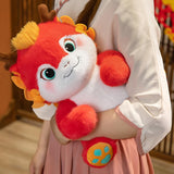 Maxbell 2024 New Year Dragon Stuffed Animal Doll Soft Cartoon for Bedroom Party Desk Red