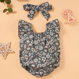 Maxbell 2x Newborn Rompers Round Neck Ruffled Bodysuit for Playwear Sleep Daily Life