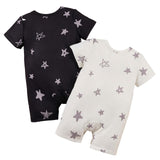 Maxbell 2Pcs i Love Mummy Daddy Breathable Summer Baby Jumpsuit Set for Home Holiday 9 to 12Month