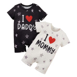 Maxbell 2Pcs i Love Mummy Daddy Breathable Summer Baby Jumpsuit Set for Home Holiday 12 to 18Month