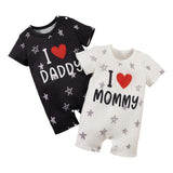 Maxbell 2Pcs i Love Mummy Daddy Breathable Summer Baby Jumpsuit Set for Home Holiday 12 to 18Month