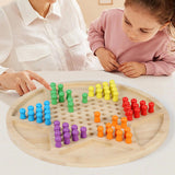 Maxbell Solitaire Board Game Tabletop Decor Marbles Game Board Wooden Table Top Game