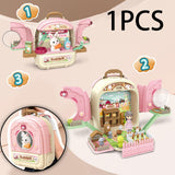 Maxbell Pet Backpack Toy Suitcase Pet House Carrier Toy for Party Birthday Gathering Pink