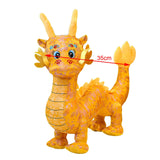 Maxbell Dragon Doll Decorative Dragon Plush Toy for Dorm Birthday Present Restaurant yellow 35cm