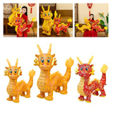 Maxbell Dragon Doll Decorative Dragon Plush Toy for Dorm Birthday Present Restaurant yellow 35cm